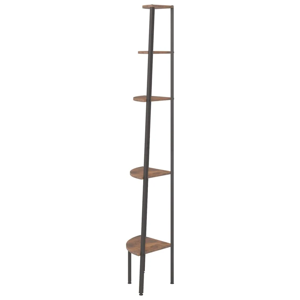 Raft de colț cu 5 niveluri maro închis/negru 45,5x31,5x180 cm - imagine 4