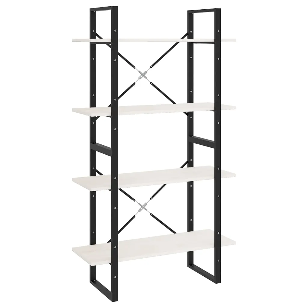 Bibliotecă cu 4 rafturi, alb, 80x30x140 cm, lemn masiv de pin - imagine 2