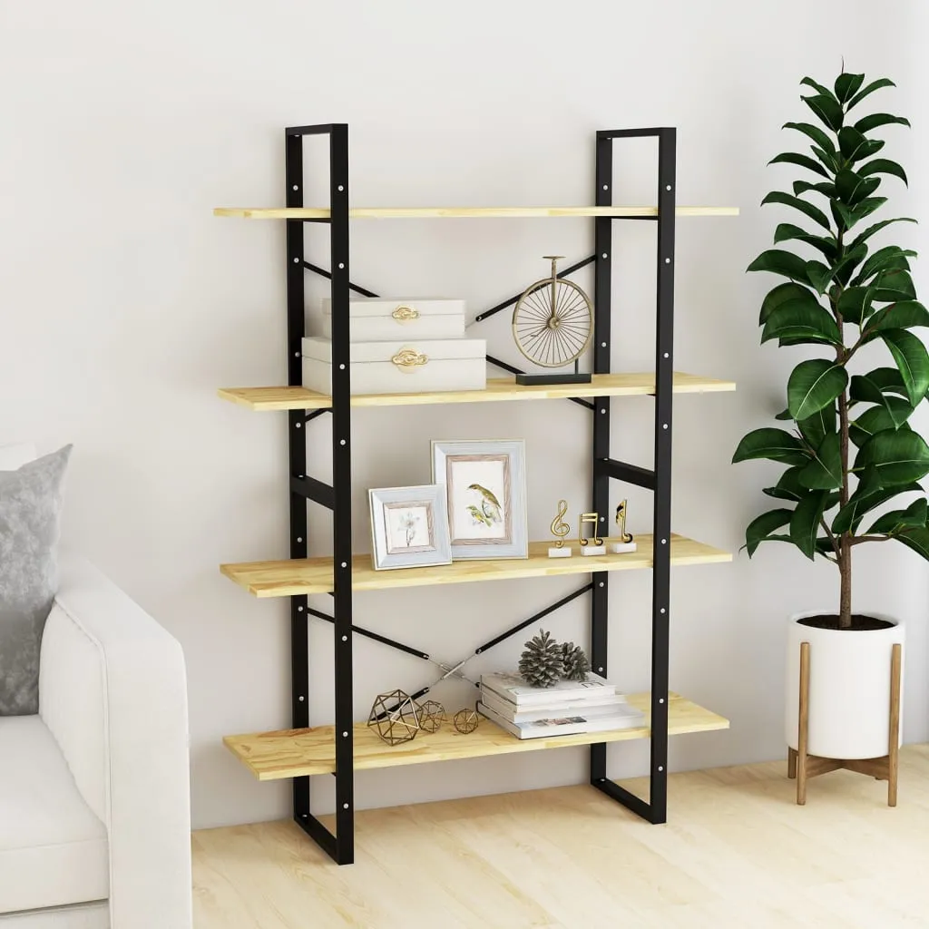 Bibliotecă cu 4 rafturi, 100x30x140 cm, lemn masiv de pin - imagine 3