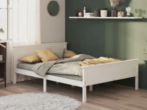 Cadru de pat, alb, 160x200 cm, lemn masiv de pin