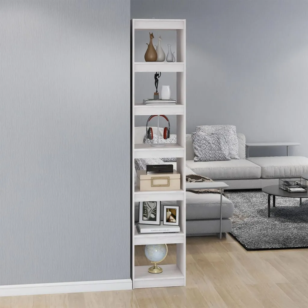 Bibliotecă/Separator cameră, alb, 40x30x199 cm, lemn masiv pin - imagine 3