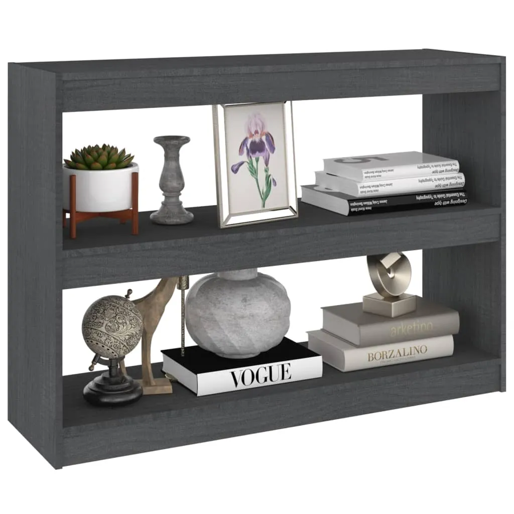 Bibliotecă/Separator cameră, gri, 100x30x71,5 cm, lemn de pin - imagine 4