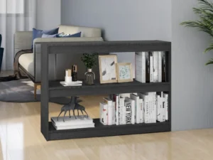 Bibliotecă/Separator cameră, gri, 100x30x71,5 cm, lemn de pin