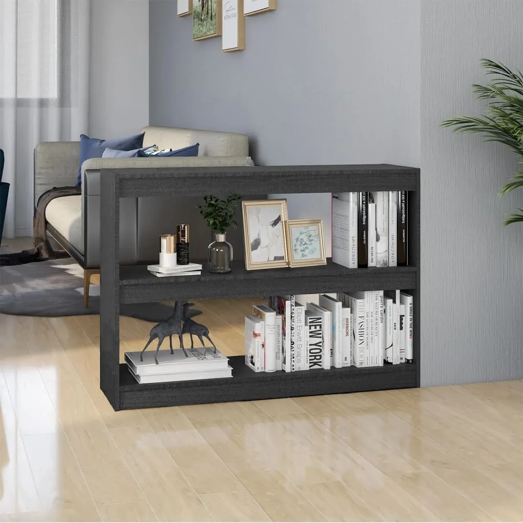 Bibliotecă/Separator cameră, gri, 100x30x71,5 cm, lemn de pin
