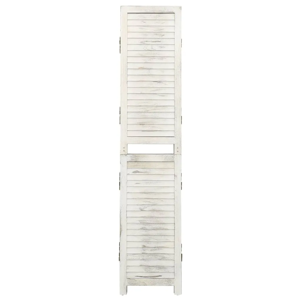 Paravan de cameră cu 5 panouri alb antichizat 178,5x166 cm lemn - imagine 2
