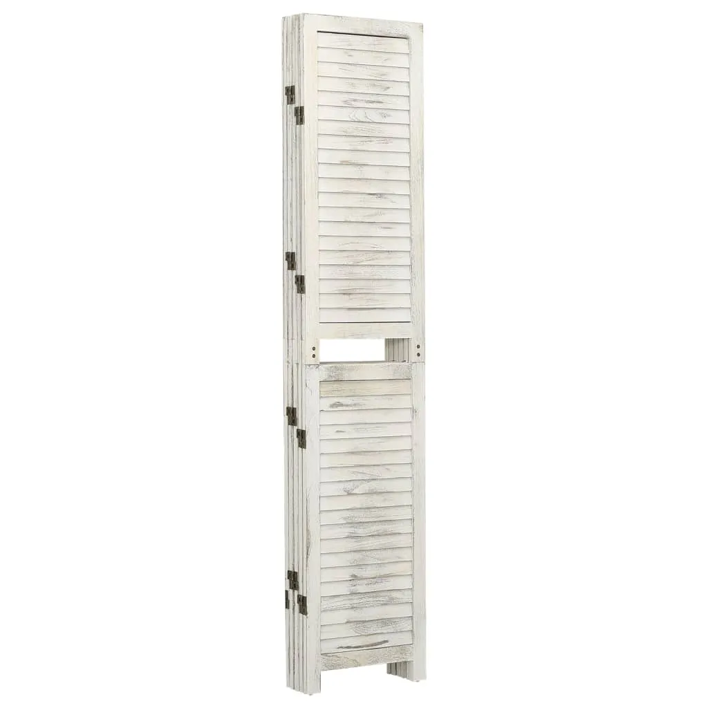 Paravan de cameră cu 5 panouri alb antichizat 178,5x166 cm lemn - imagine 3