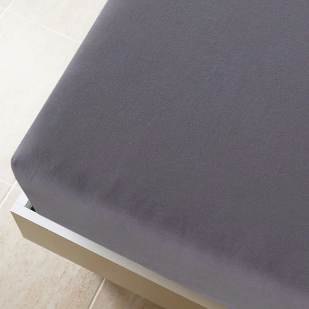 Cearșaf de pat cu elastic, 2 buc., antracit, 90x200 cm, bumbac - imagine 4