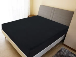 Cearșaf de pat cu elastic, 2 buc., negru, 140x200 cm, bumbac