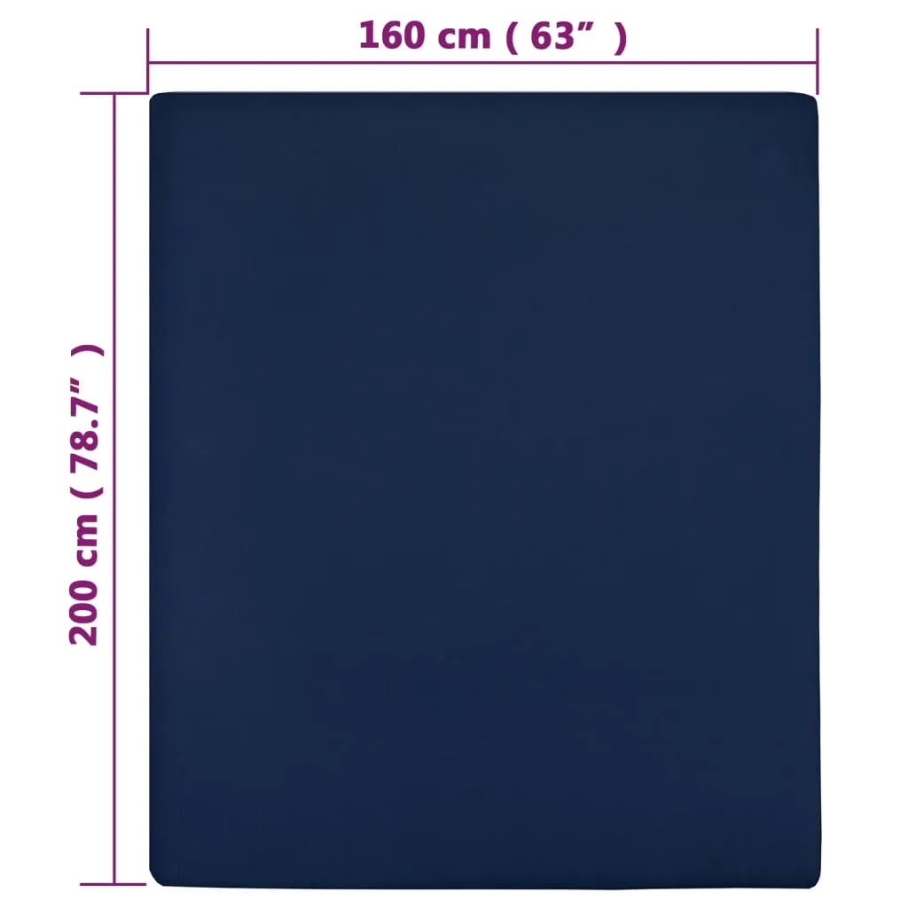 Cearșaf de pat cu elastic, bleumarin, 160x200 cm, bumbac - imagine 4
