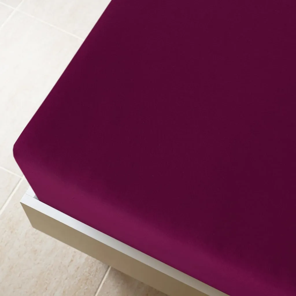 Cearșaf de pat cu elastic, 2 buc, bordo, 160x200 cm, bumbac - imagine 2