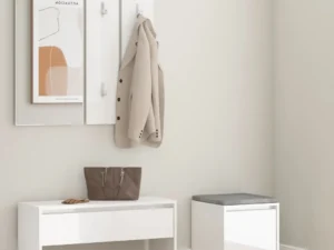 Set de mobilier pentru hol, alb extralucios, lemn prelucrat
