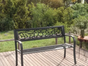 Bancă de grădină, negru, 125 cm, oțel