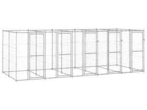 Padoc pentru câini de exterior, 12,1 m², oțel galvanizat