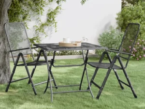Masă de grădină antracit 80x80x72 cm plasă metalică expandată