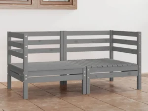Canapea de grădină cu 2 locuri, gri, lemn masiv de pin