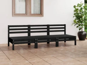 Set mobilier de grădină, 3 piese, negru, lemn masiv de pin