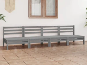 Set mobilier de grădină, 4 piese, gri, lemn masiv de pin