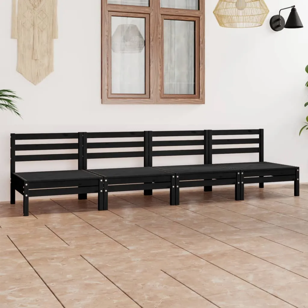 Set mobilier de grădină, 4 piese, negru, lemn masiv de pin