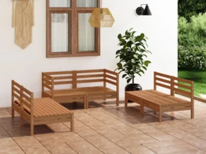 Set mobilier de grădină, 6 piese, maro miere, lemn masiv de pin