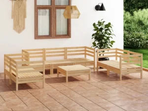 Set mobilier de grădină, 8 piese, lemn masiv de pin