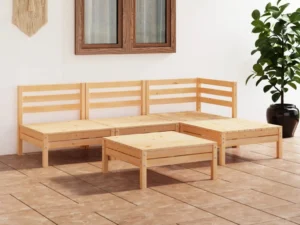 Set mobilier de grădină, 5 piese, lemn masiv de pin
