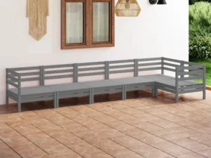 Set mobilier de grădină, 6 piese, gri, lemn masiv de pin