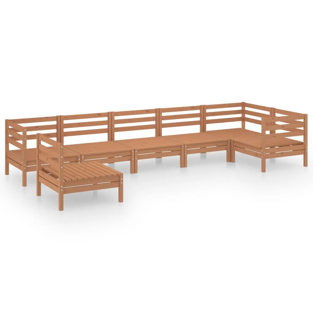 Set mobilier de grădină, 7 piese, maro miere, lemn masiv de pin - imagine 2