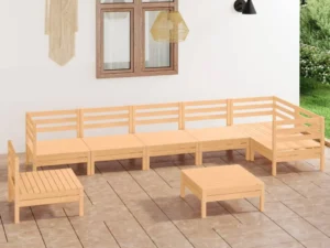 Set mobilier de grădină, 8 piese, lemn masiv de pin