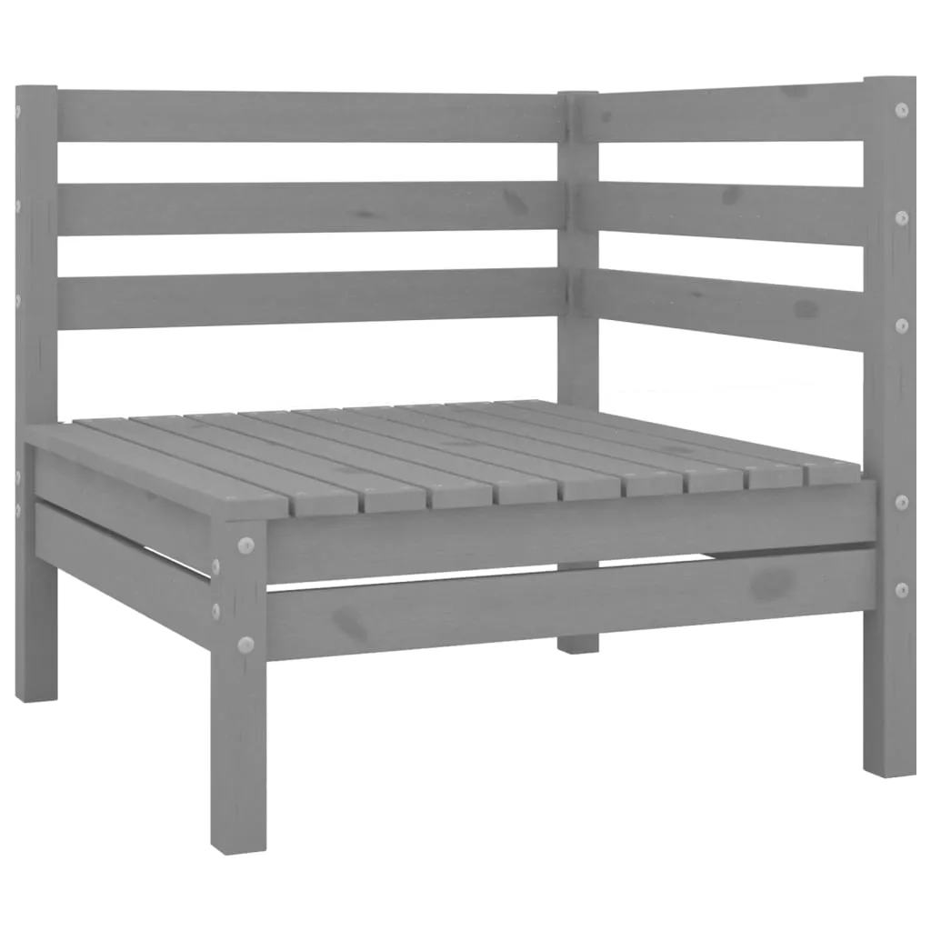 Set mobilier de grădină, 11 piese, gri, lemn masiv de pin - imagine 4