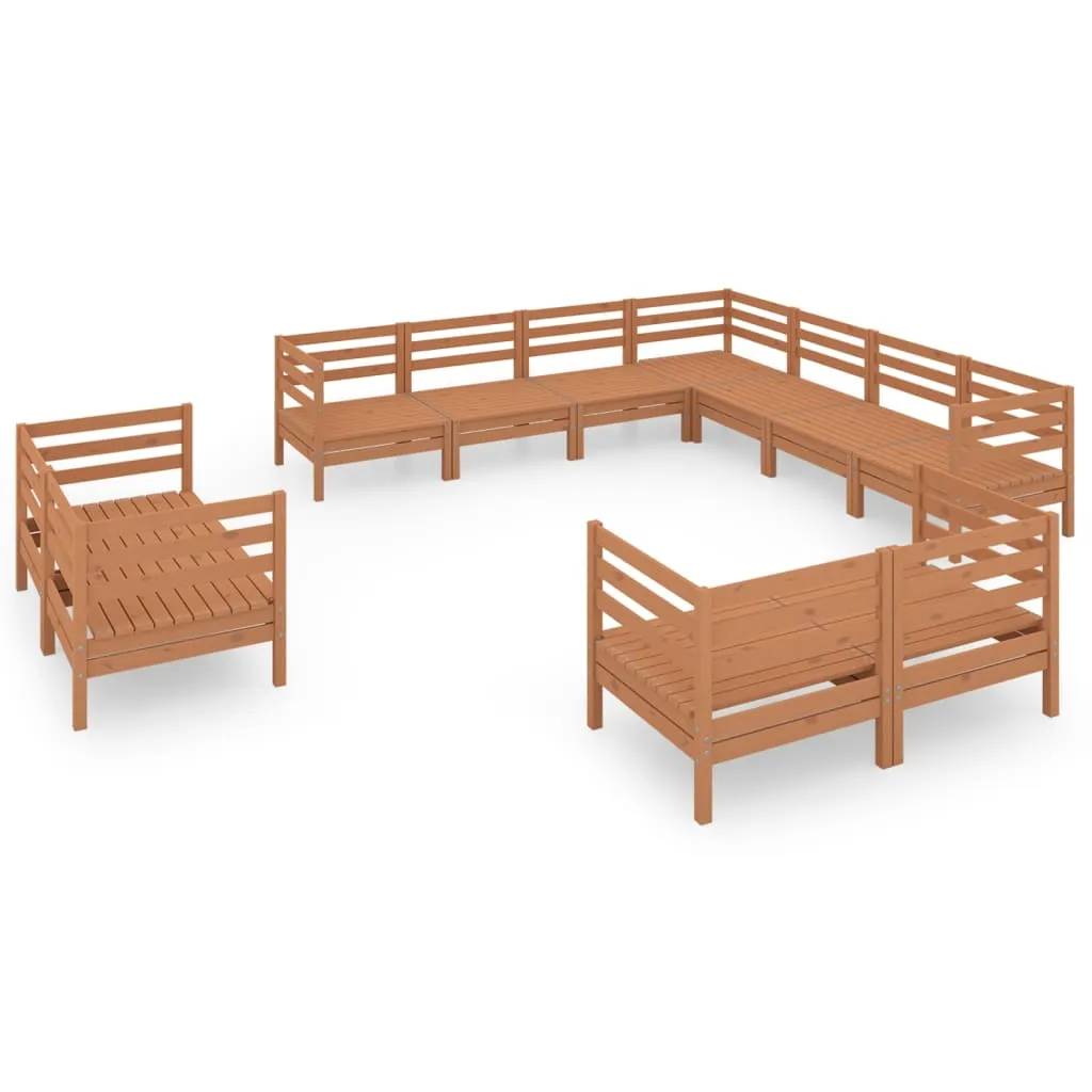 Set mobilier de grădină, 11 piese, maro miere, lemn masiv pin - imagine 2