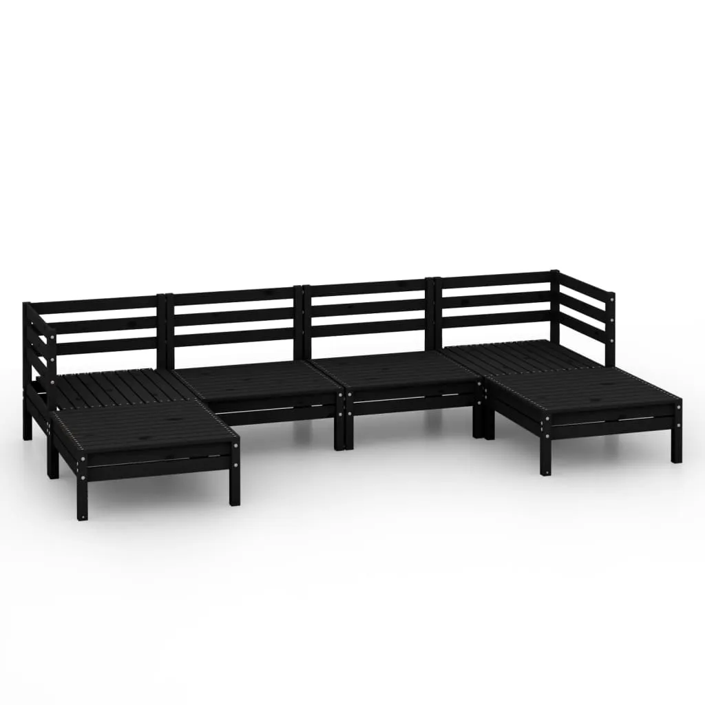 Set mobilier de grădină, 6 piese, negru, lemn masiv de pin - imagine 2