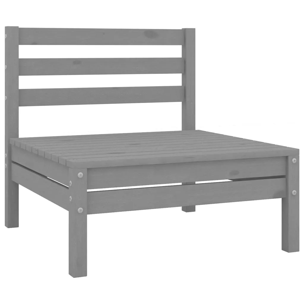 Set mobilier de grădină, 11 piese, gri, lemn masiv de pin - imagine 4