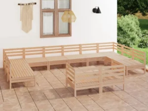Set mobilier de grădină, 12 piese, lemn masiv de pin