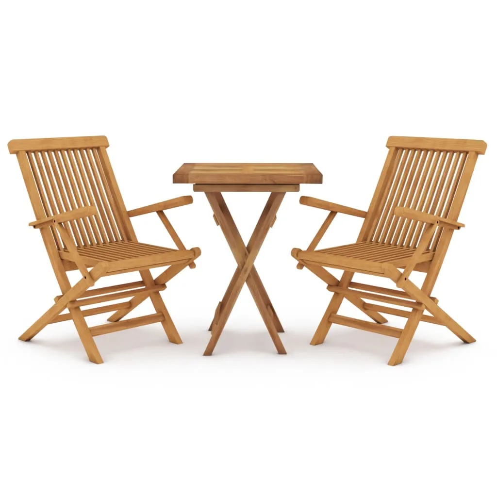 Set mobilier de grădină, 3 piese, lemn masiv de tec - imagine 2