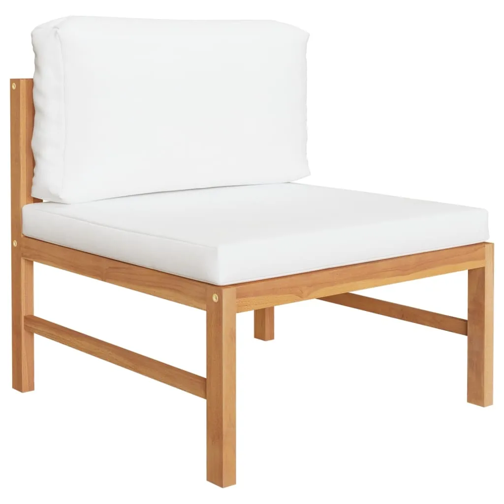 Set mobilier grădină cu perne crem, 7 piese, lemn masiv de tec - imagine 4