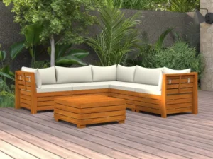 Set mobilier grădină cu perne, 6 piese, lemn masiv acacia