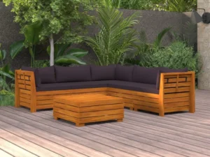 Set mobilier grădină cu perne, 6 piese, lemn masiv acacia