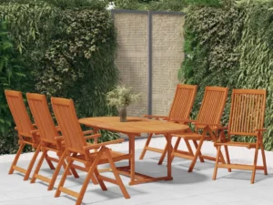 Set mobilier de grădină, 7 piese, lemn masiv de eucalipt