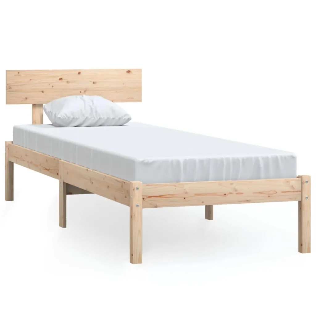 Cadru de pat mic single, 75x190 cm, lemn masiv - imagine 2