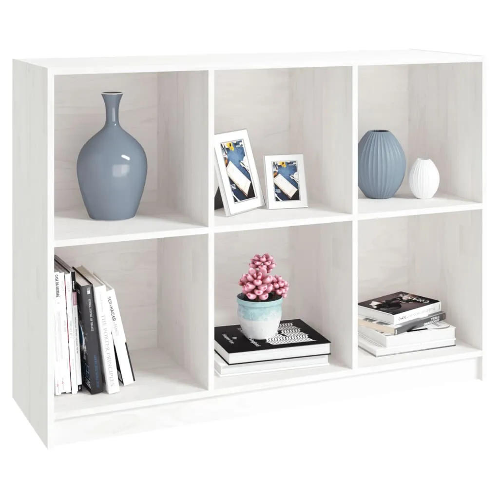 Bibliotecă, alb, 104x33x76 cm, lemn masiv de pin - imagine 4