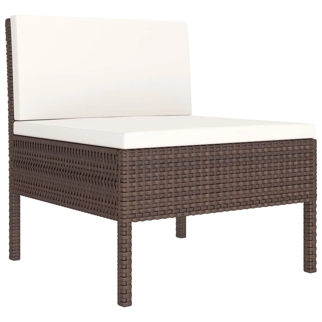 Set mobilier de grădină cu perne, 5 piese, maro, poliratan - imagine 4
