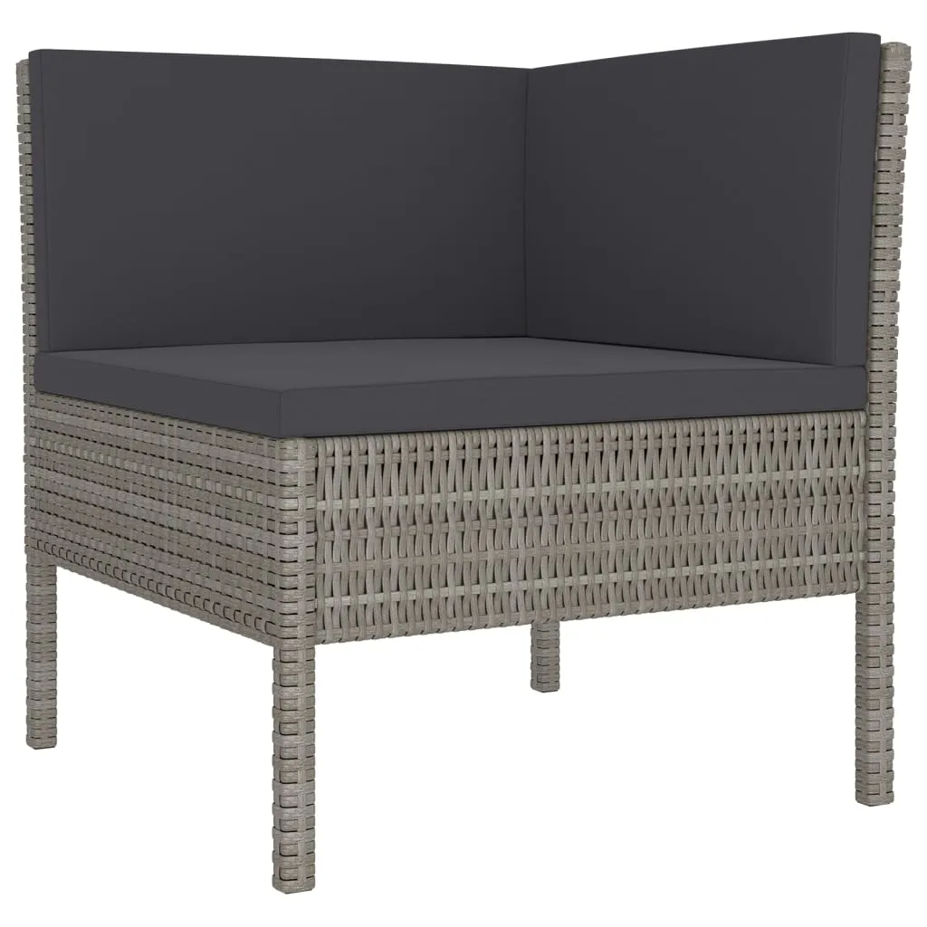 Set mobilier de grădină cu perne, 9 piese, gri, poliratan - imagine 3