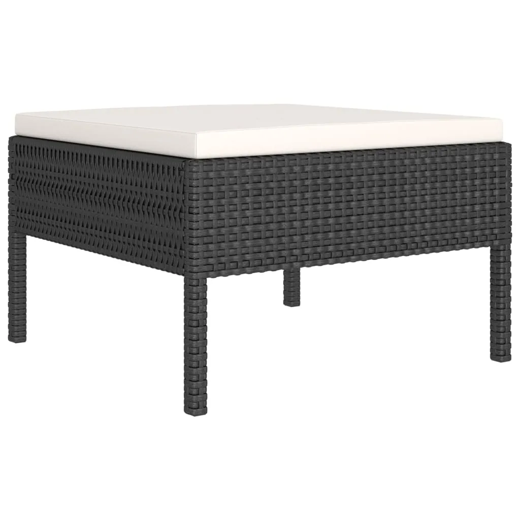 Set mobilier de grădină cu perne, 7 piese, negru, poliratan - imagine 3