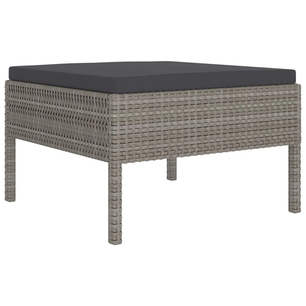 Set mobilier de grădină cu perne, 11 piese, gri, poliratan - imagine 3