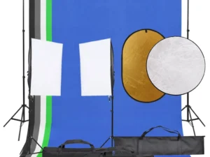 Set studio foto cu lumină, fundal și reflector