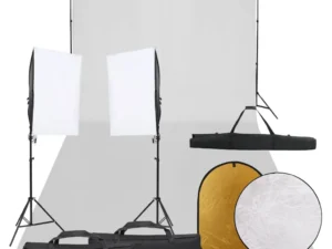 Kit studio foto cu set de lumini, fundal și reflector