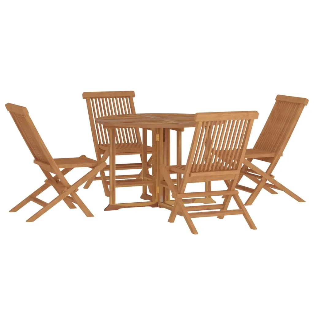 Set de mobilier de exterior pliabil, 5 piese, lemn masiv de tec - imagine 3