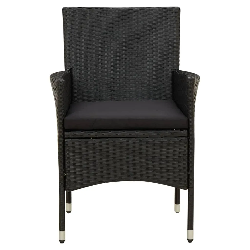 Set mobilier de exterior cu perne, 5 piese, negru, poliratan - imagine 4