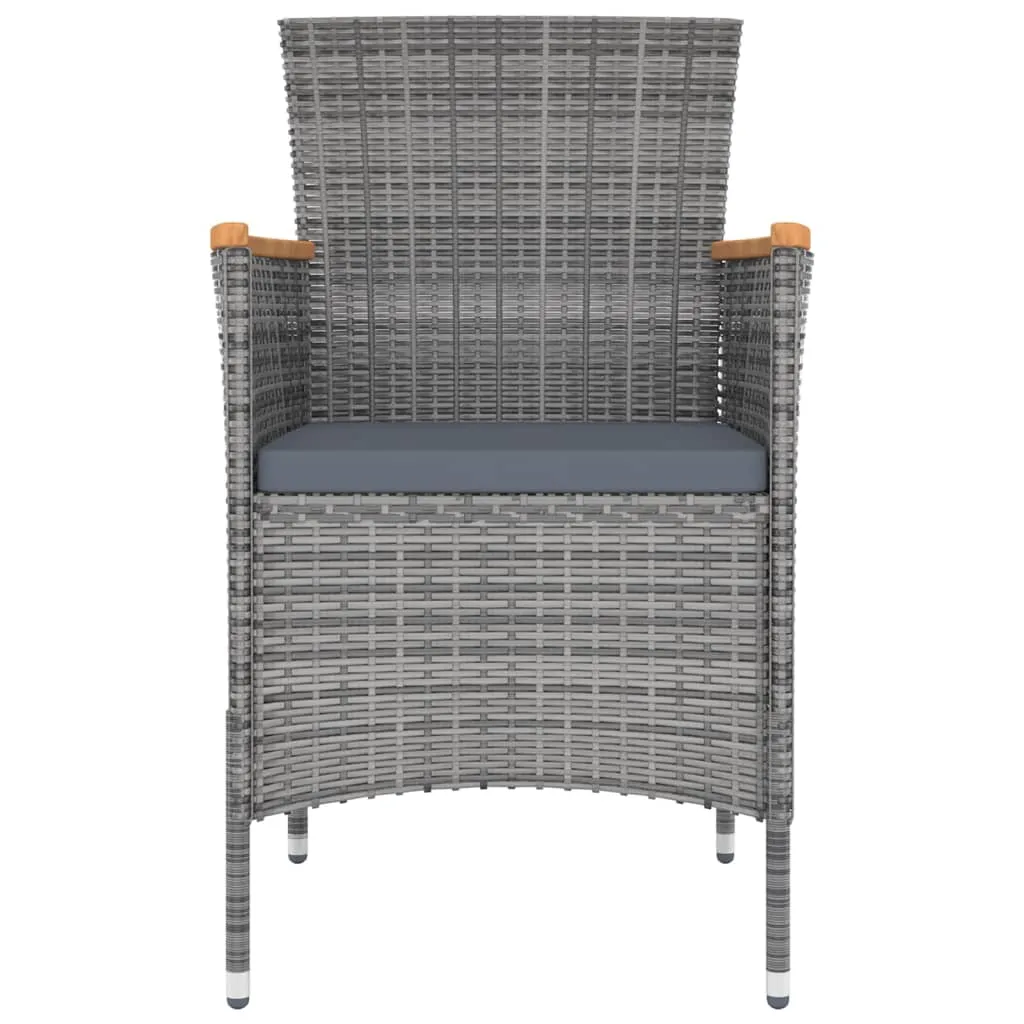 Set mobilier de exterior cu perne, 5 piese, gri, poliratan - imagine 4