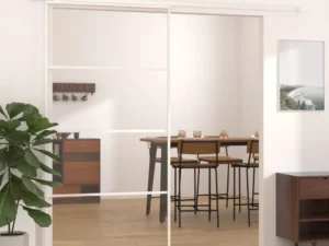 Ușă glisantă, alb, 102,5x205 cm, sticlă ESG și aluminiu